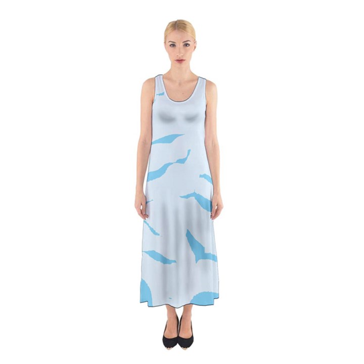 Blue Tiger Animal Pattern Digital Sleeveless Maxi Dress