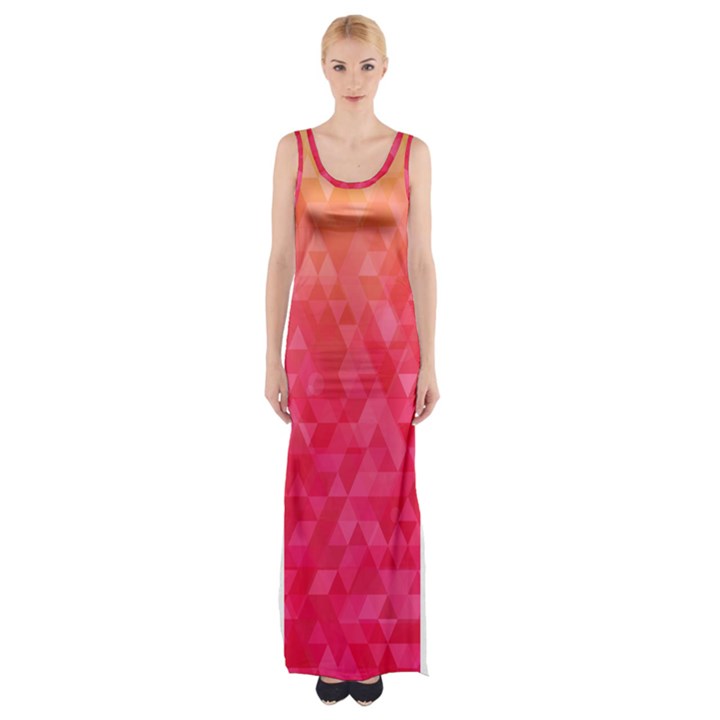 Abstract red octagon polygonal texture Maxi Thigh Split Dress