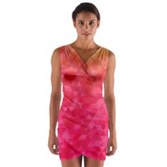 Abstract Red Octagon Polygonal Texture Wrap Front Bodycon Dress by TastefulDesigns