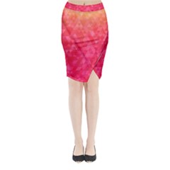 Abstract Red Octagon Polygonal Texture Midi Wrap Pencil Skirt by TastefulDesigns