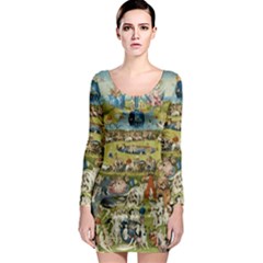 Hieronymus Bosch Garden Of Earthly Delights Long Sleeve Bodycon Dress by MasterpiecesOfArt