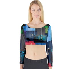 Door Number Pattern Long Sleeve Crop Top by Amaryn4rt