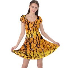 Yellow Chevron Zigzag Pattern Cap Sleeve Dresses by Amaryn4rt