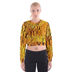 Yellow Chevron Zigzag Pattern Women s Cropped Sweatshirt by Amaryn4rt