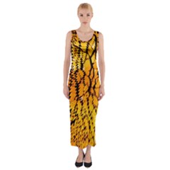 Yellow Chevron Zigzag Pattern Fitted Maxi Dress by Amaryn4rt