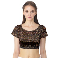 Colorful And Glowing Pixelated Pattern Short Sleeve Crop Top (tight Fit) by Amaryn4rt