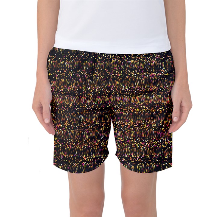 Colorful And Glowing Pixelated Pattern Women s Basketball Shorts