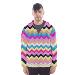 Chevrons Pattern Art Background Hooded Wind Breaker (men) by Amaryn4rt