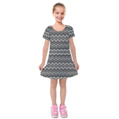 Greyscale Zig Zag Kids  Short Sleeve Velvet Dress by Amaryn4rt