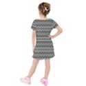 Greyscale Zig Zag Kids  Short Sleeve Velvet Dress View2