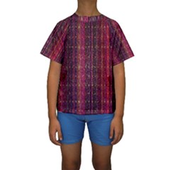 Colorful And Glowing Pixelated Pixel Pattern Kids  Short Sleeve Swimwear by Amaryn4rt