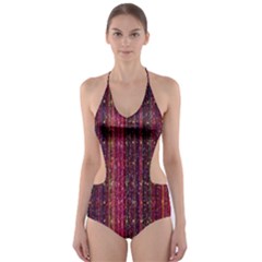 Colorful And Glowing Pixelated Pixel Pattern Cut-out One Piece Swimsuit by Amaryn4rt