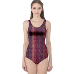 Colorful And Glowing Pixelated Pixel Pattern One Piece Swimsuit by Amaryn4rt