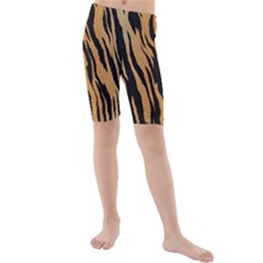 Tiger Animal Print A Completely Seamless Tile Able Background Design Pattern Kids  Mid Length Swim Shorts by Amaryn4rt