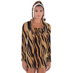 Tiger Animal Print A Completely Seamless Tile Able Background Design Pattern Women s Long Sleeve Hooded T-shirt by Amaryn4rt