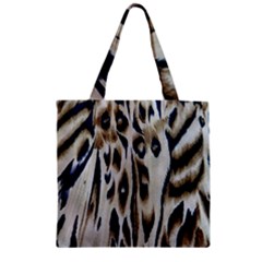 Tiger Background Fabric Animal Motifs Zipper Grocery Tote Bag by Amaryn4rt