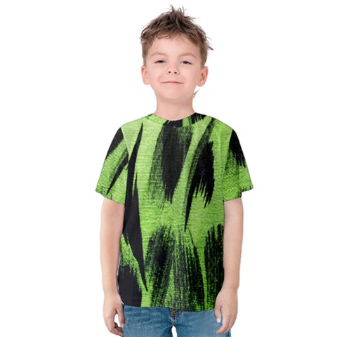 Green Tiger Background Fabric Animal Motifs Kids  Cotton Tee by Amaryn4rt