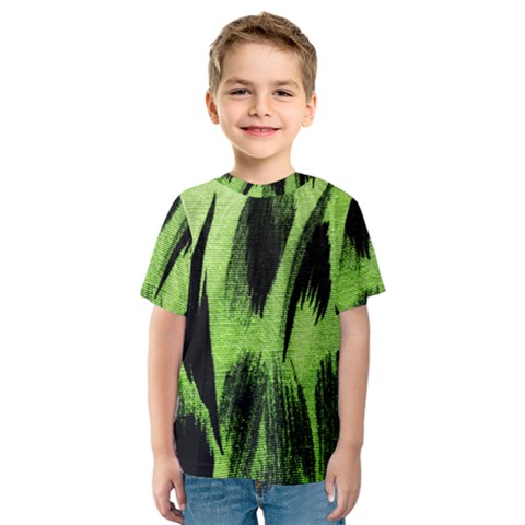 Green Tiger Background Fabric Animal Motifs Kids  Sport Mesh Tee by Amaryn4rt