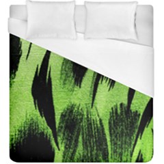 Green Tiger Background Fabric Animal Motifs Duvet Cover (king Size) by Amaryn4rt