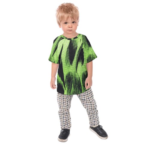 Green Tiger Background Fabric Animal Motifs Kids  Raglan Tee by Amaryn4rt