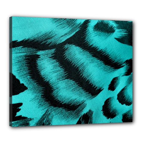 Blue Background Fabric Tiger  Animal Motifs Canvas 24  X 20  by Amaryn4rt