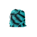 Blue Background Fabric tiger  Animal Motifs Drawstring Pouches (Small)  View2