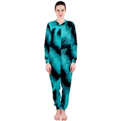 Blue Background Fabric Tiger  Animal Motifs Onepiece Jumpsuit (ladies)  by Amaryn4rt