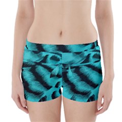 Blue Background Fabric Tiger  Animal Motifs Boyleg Bikini Wrap Bottoms by Amaryn4rt