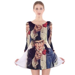 Uncle Sam Long Sleeve Velvet Skater Dress by Valentinaart