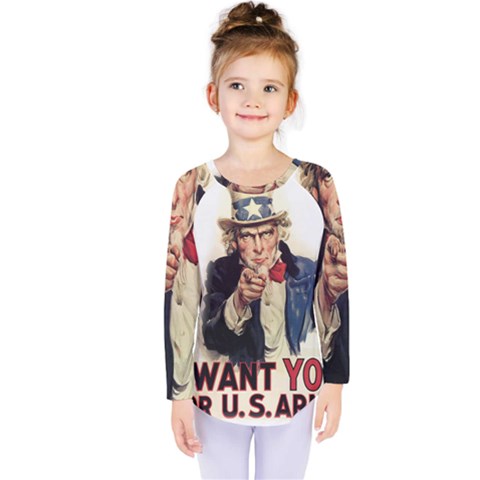 Uncle Sam Kids  Long Sleeve Tee by Valentinaart