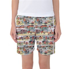 Old Comic Strip Women s Basketball Shorts by Valentinaart