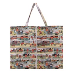 Old Comic Strip Zipper Large Tote Bag by Valentinaart