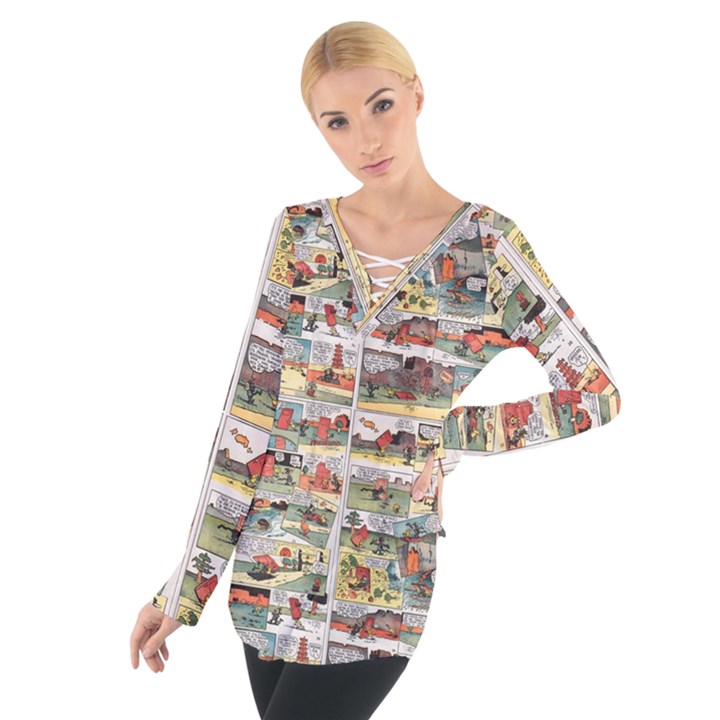 Old comic strip Women s Tie Up Tee