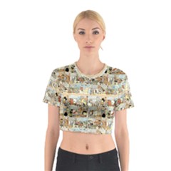 Old Comic Strip Cotton Crop Top by Valentinaart