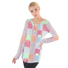 Patchwork Women s Tie Up Tee by Valentinaart