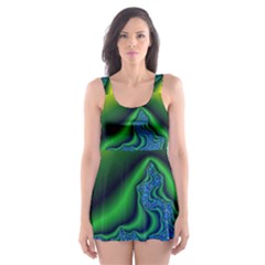 Fractal Wallpaper Water And Fire Skater Dress Swimsuit by Amaryn4rt