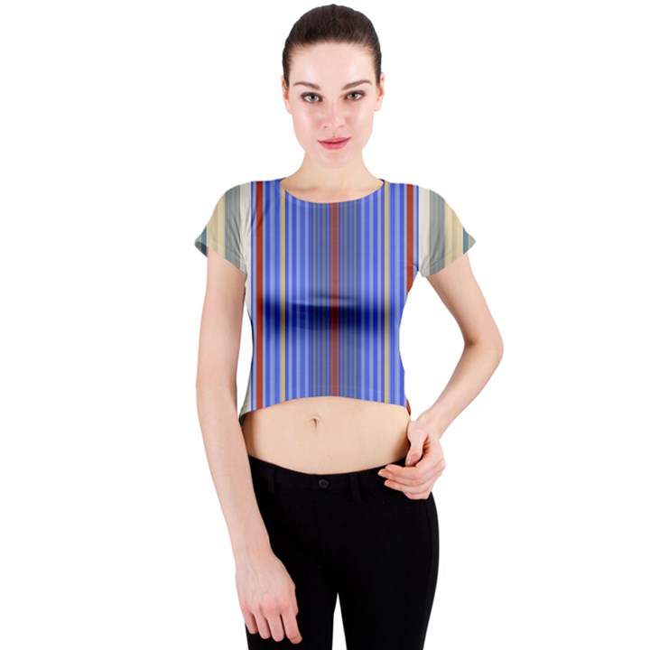 Colorful Stripes Background Crew Neck Crop Top