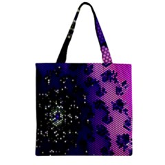 Blue Digital Fractal Zipper Grocery Tote Bag by Amaryn4rt