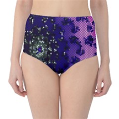 Blue Digital Fractal High-waist Bikini Bottoms by Amaryn4rt