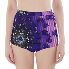 Blue Digital Fractal High-waisted Bikini Bottoms by Amaryn4rt