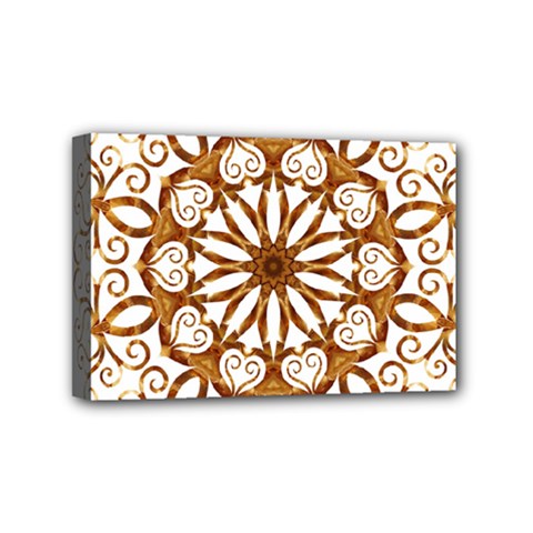 Golden Filigree Flake On White Mini Canvas 6  X 4  by Amaryn4rt