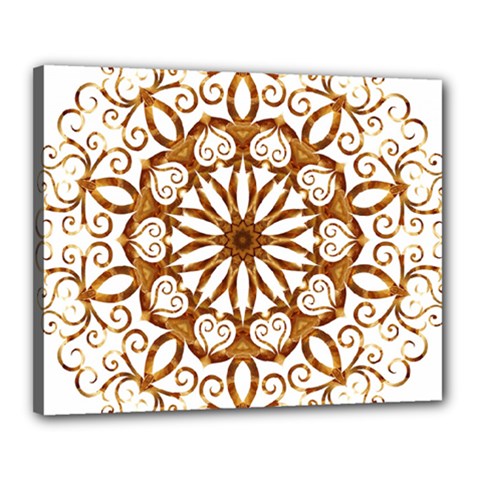 Golden Filigree Flake On White Canvas 20  X 16  by Amaryn4rt