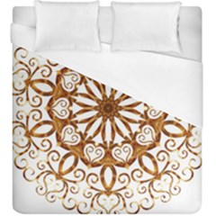 Golden Filigree Flake On White Duvet Cover (king Size) by Amaryn4rt