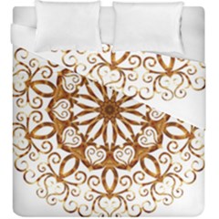 Golden Filigree Flake On White Duvet Cover Double Side (king Size) by Amaryn4rt