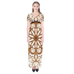 Golden Filigree Flake On White Short Sleeve Maxi Dress by Amaryn4rt