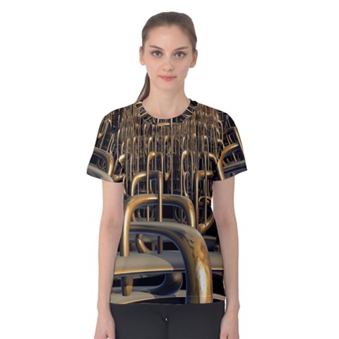 Fractal Image Of Copper Pipes Women s Cotton Tee by Amaryn4rt