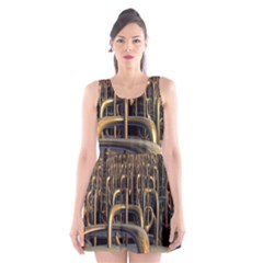 Fractal Image Of Copper Pipes Scoop Neck Skater Dress by Amaryn4rt