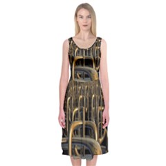 Fractal Image Of Copper Pipes Midi Sleeveless Dress by Amaryn4rt