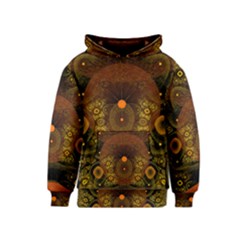 Fractal Yellow Design On Black Kids  Pullover Hoodie by Amaryn4rt