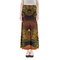 Fractal Yellow Design On Black Maxi Skirts by Amaryn4rt